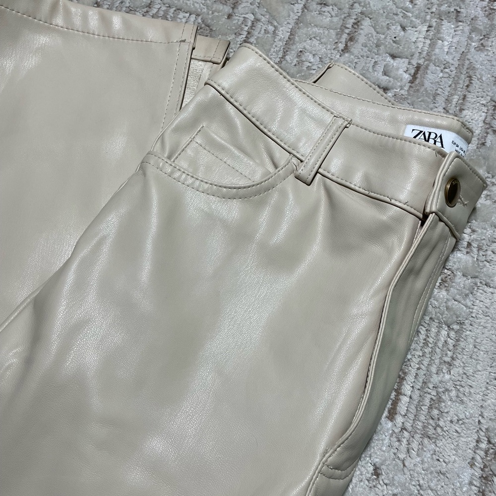 Zara cream faux leather pants